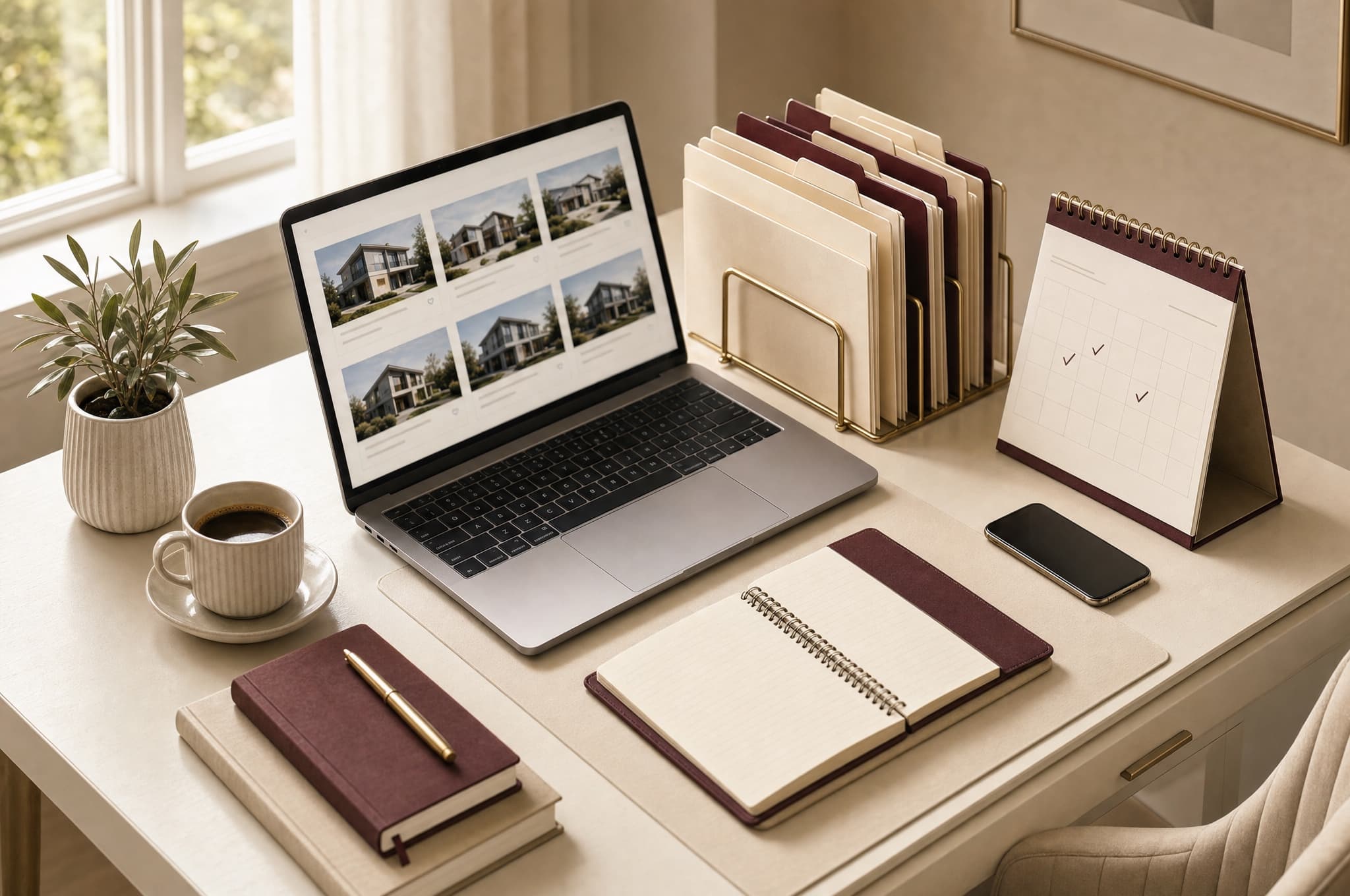 Espace de travail organisé pour la gestion administrative de vos transactions